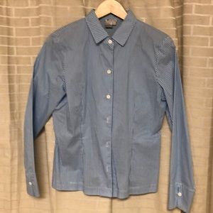 Blue stripe tailored blouse